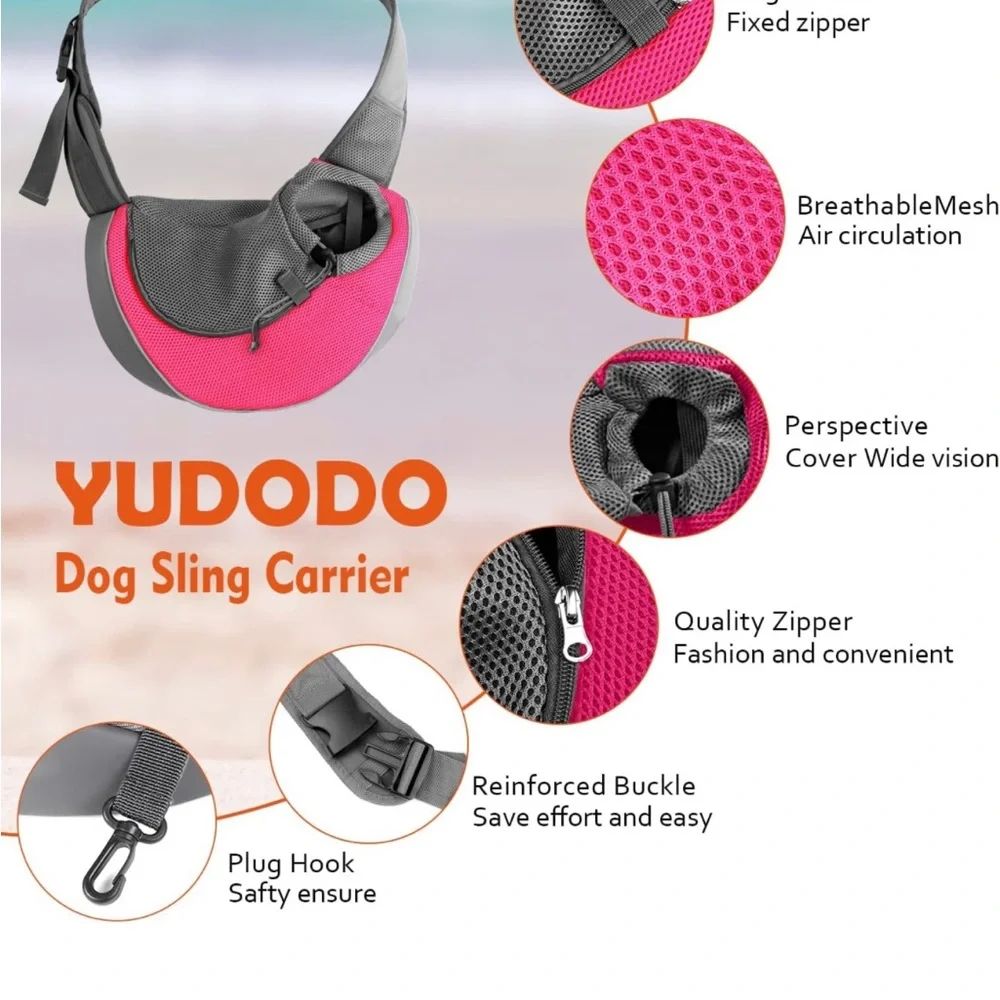 YUDODO Pet Dog Sling Carrier Breathable Mesh Travel Safe Sling Bag Carrier